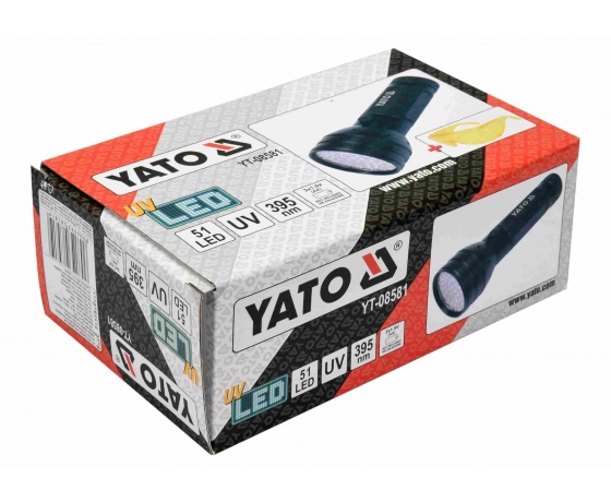 Фото 3 - Ліхтар ультрафіолетовий з окулярами для виявлення протікання рідини і перевірки банкнот YATO 51 LED 3 x AA