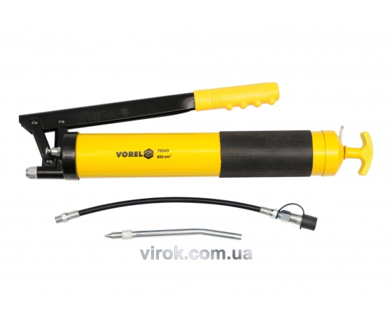 Фото 2 - Шприц мастильний з гнучкою і жорсткою трубками VOREL 600 мл 41-69 Мпа