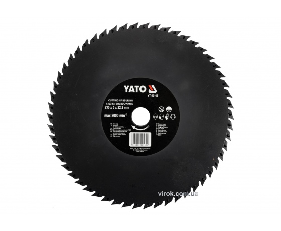 Фото 2 - Диск-фреза відрізний і штробувальний по дереву, ПВХ, гіпсу YATO 230 х 22.2 мм 8000 об/хв