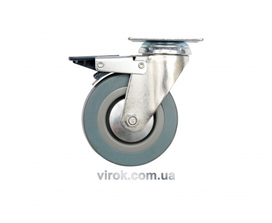 Фото 2 - Колесо до візка гумове з обертовою опорою і гальмом VOREL Ø125 x 27 x 161 мм 50 кг