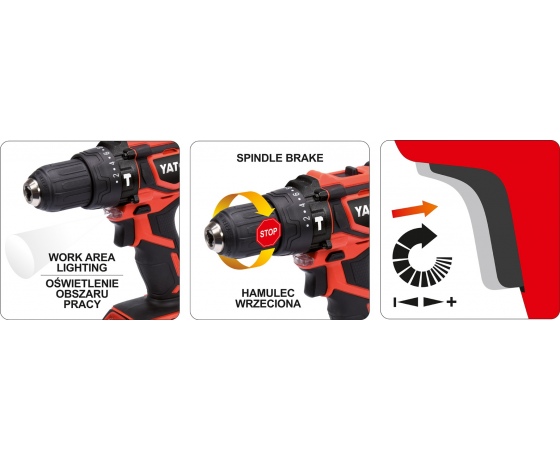 Фото 6 - Шуруповерт-дриль акумуляторний YATO Li-Ion 18 В 2 Агод 40 Нм + кейс