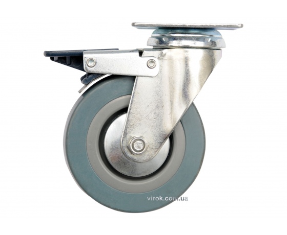 Фото 2 - Колесо до візка гумове з обертовою опорою і гальмом VOREL Ø50 x 16 x 72 мм 20 кг