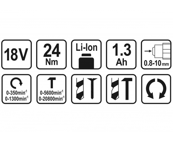Фото 5 - Шуруповерт-дриль ударний акумуляторний STHOR Li-Ion 18 В 1.3 Агод 22 Нм