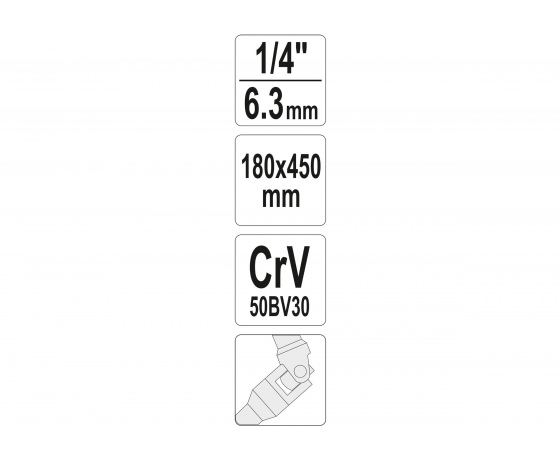 Фото 3 - Ключ Т-подібний з карданом YATO до торцевих головок 1/4