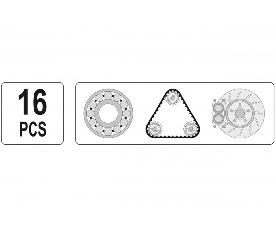 Фото 3 - Знімачі ступиць і підшипників YATO 16 шт