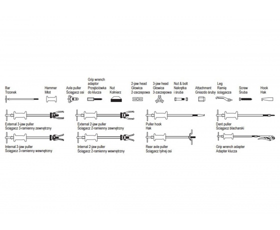 Фото 4 - Знімачі ступиць і підшипників YATO 16 шт