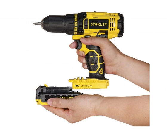 Фото 4 - Шуруповерт-дриль акумуляторний STANLEY Li-Ion 18 В 1.5 Агод + 2 акумулятора і кейс