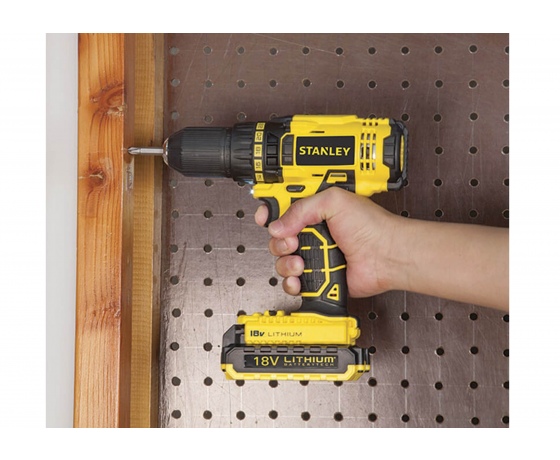 Фото 5 - Шуруповерт-дриль акумуляторний STANLEY Li-Ion 18 В 1.5 Агод + 2 акумулятора і кейс