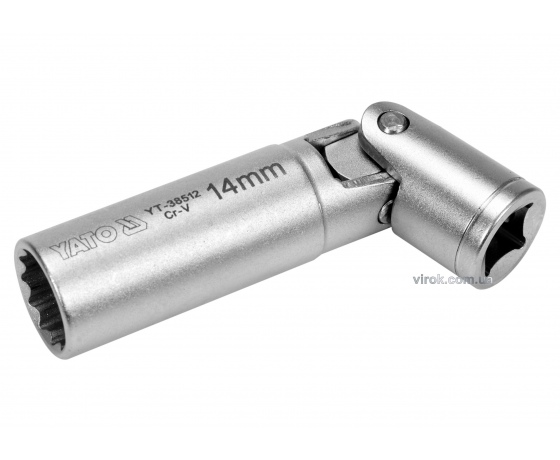 Фото 2 - Головка торцева дванадцятигранна шарнірна для свічок YATO 3/8