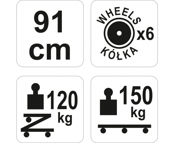 Фото 3 - Лежак-сидіння для ремонту на 6 колесах YATO 91 х 42 х 13 см 150/120 кг