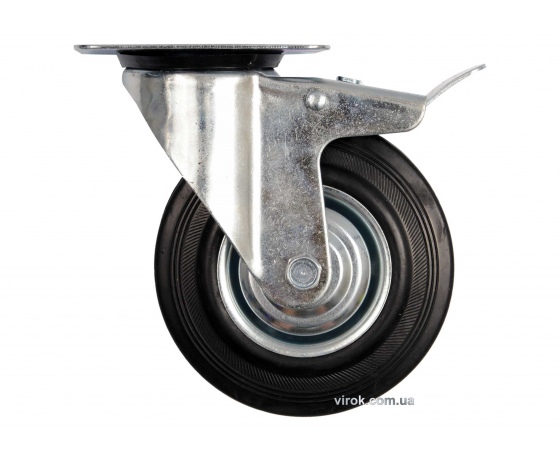 Фото 2 - Колесо до візка з обертовою опорою і гальмом VOREL Ø100 x 27 x 130 мм 60 кг