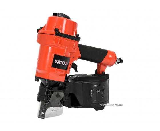 Фото 2 - Пістолет цвяхозабивний пневматичний барабанний YATO для цвяхів 25-57 х 2.1-2.3 мм