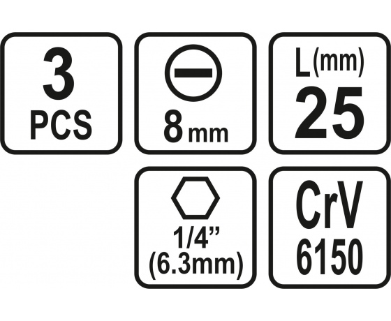 Фото 3 - Насадка викруткова STHOR шліц SL8 x 25 мм HEX 1/4