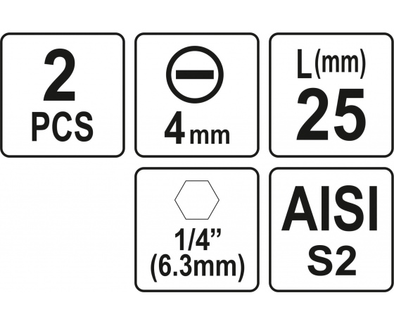 Фото 3 - Насадка викруткова YATO шліц SL4 x 25 мм HEX 1/4