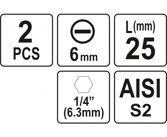 Фото 3 - Насадка викруткова YATO шліц SL6 x 25 мм HEX 1/4
