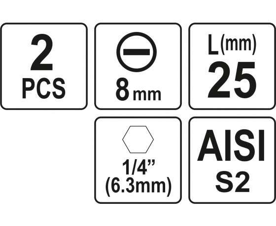 Фото 3 - Насадка викруткова YATO шліц SL8 x 25 мм HEX 1/4