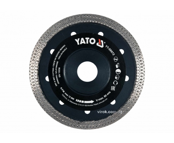 Фото 2 - Диск відрізний алмазний по гресу, склу, кераміці для мокрої та сухої різки YATO 125 x 1.6 x 10 x 22.2 мм