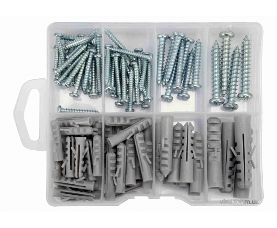 Фото 2 - Шурупи оцинковані і дюбелі YATO 104 шт