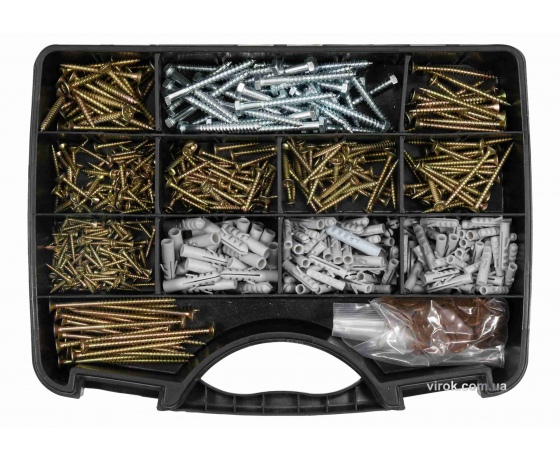 Фото 2 - Шурупи оцинковані, дюбелі і ковпачки YATO 620 шт