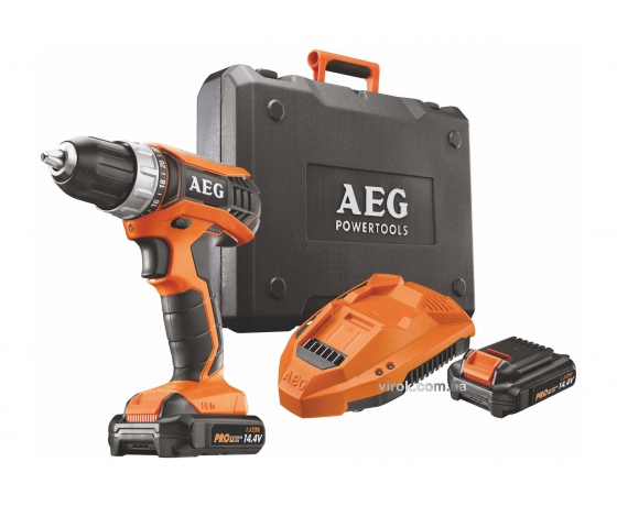 Фото 2 - Шуруповерт-дриль акумуляторний AEG Li-Ion 14.4 В 1.5 Агод 32 Нм 10 мм (сталь) + 2 акумулятора і кейс (4935451092)