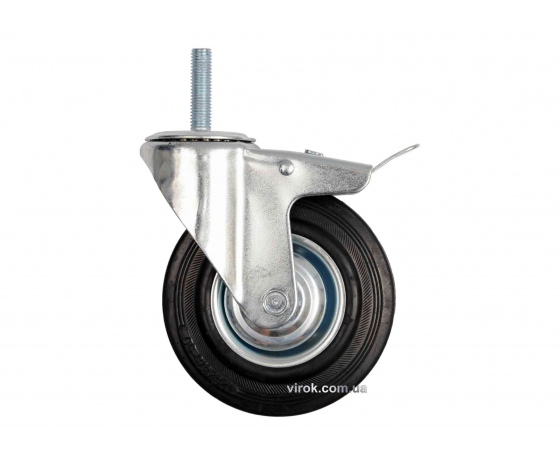 Фото 2 - Колесо до візка з штифтом з обертовою опорою і гальмом VOREL Ø160 x 39 x 190 мм 130 кг