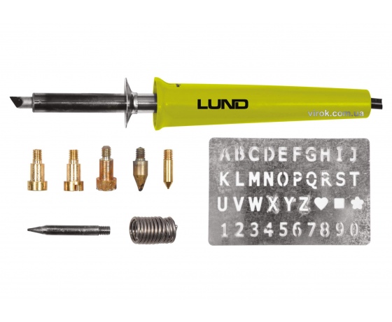 Фото 2 - Паяльник-випалювач по дереву LUND 30 Вт 400°C з наконечниками 11 шт