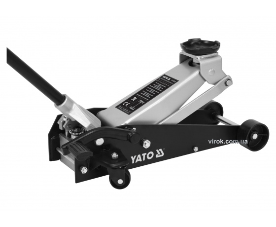 Фото 2 - Домкрат гідравлічний підкатний низькопрофільний з важелем швидкого підйому YATO 3 т 145-500 мм