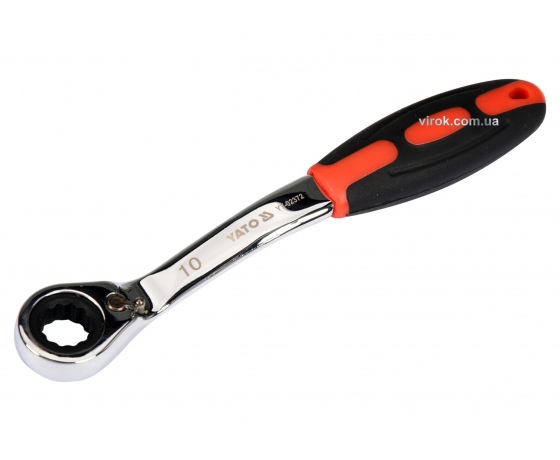 Фото 2 - Ключ накидний вигнутий з тріщаткою YATO М10 CrV