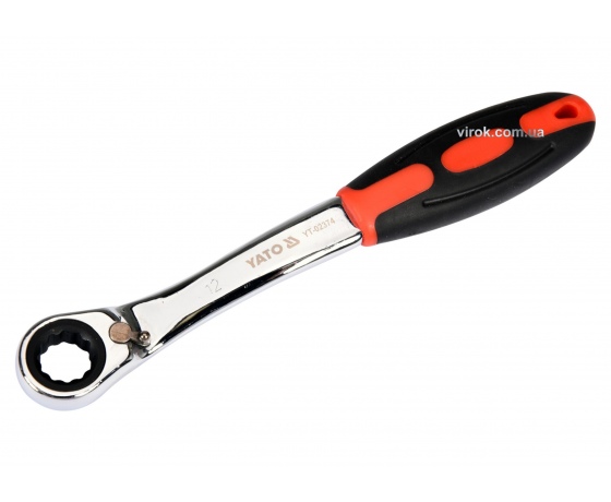 Фото 2 - Ключ накидний вигнутий з тріщаткою YATO М12 CrV