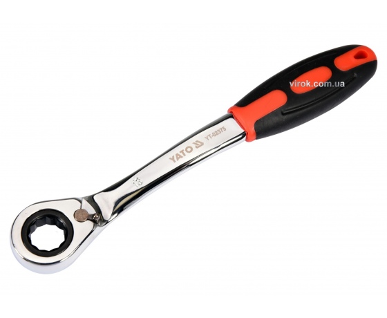 Фото 2 - Ключ накидний вигнутий з тріщаткою YATO М13 CrV