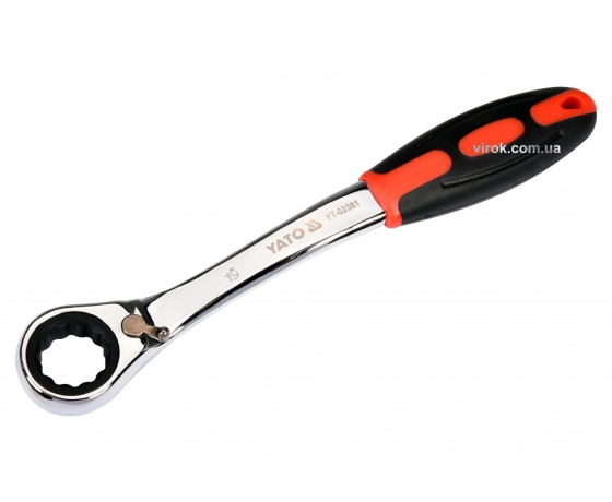 Фото 2 - Ключ накидний вигнутий з тріщаткою YATO М19 CrV