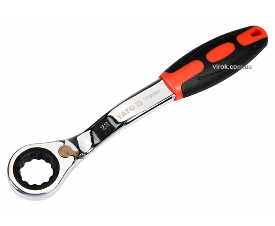Фото 2 - Ключ накидний вигнутий з тріщаткою YATO М22 CrV