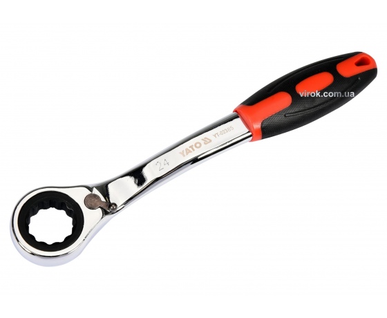 Фото 2 - Ключ накидний вигнутий з тріщаткою YATO М24 CrV