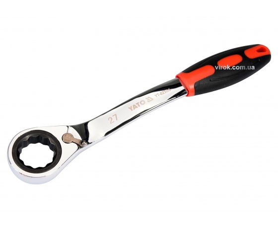Фото 2 - Ключ накидний вигнутий з тріщаткою YATO М27 CrV
