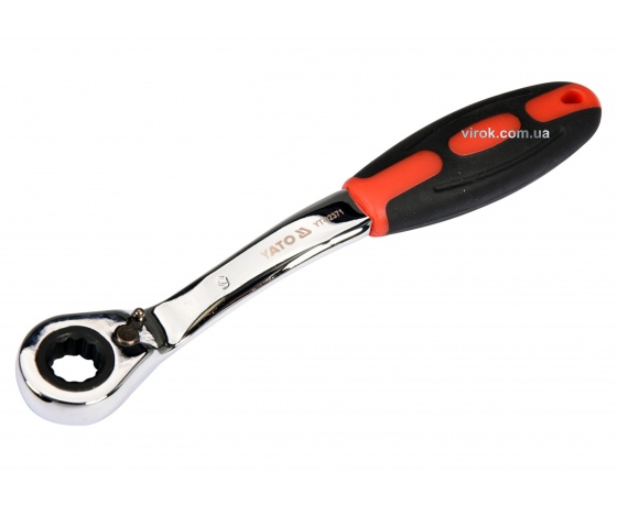 Фото 2 - Ключ накидний вигнутий з тріщаткою YATO М9 CrV