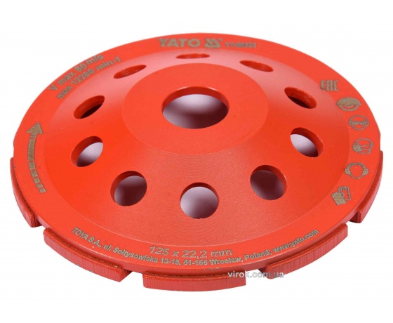 Фото 2 - Круг шліфувальний алмазний YATO 125 х 22.2 мм 12200 об/хв M14