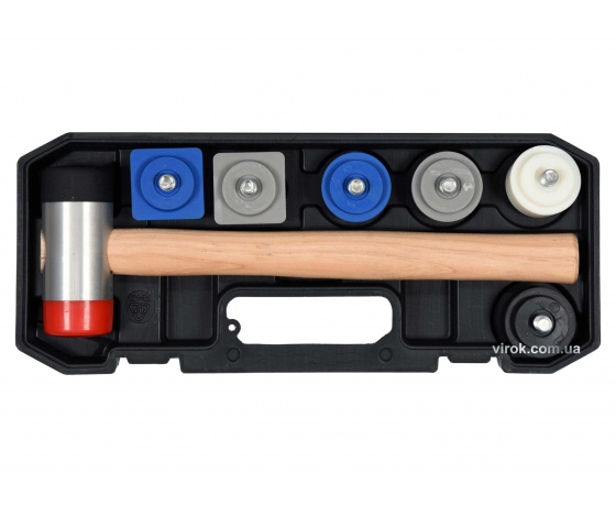 Фото 2 - Молоток бляхарський YATO з круглими 42.5 мм і квадратними 43х43 мм насадками 320 мм 8 шт