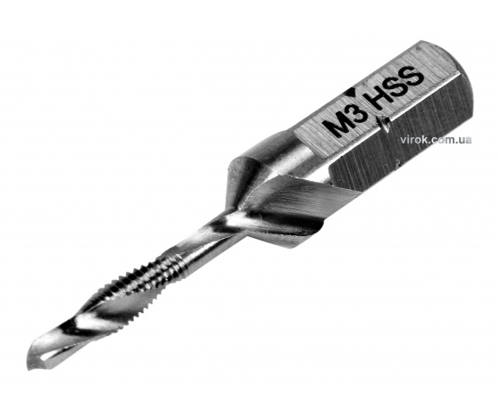 Фото 2 - Свердло-мітчик YATO М3 х 0.5 x 36/5 мм HSS М2 HEX-1/4