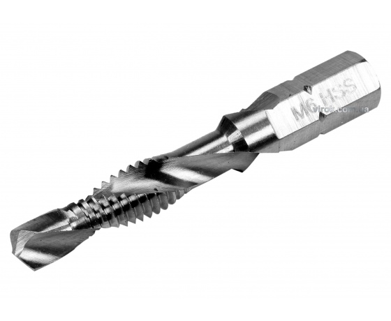 Фото 2 - Свердло-мітчик YATO М6 х 1 x 44/8 мм HSS М2 HEX-1/4