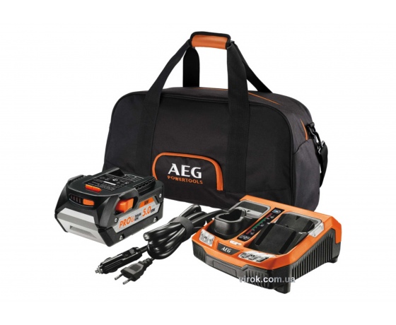 Фото 2 - Зарядний пристрій двопортовий 12-18 В AEG 230 В / 12 В з акумулятором 5 Агод в сумці (4932451629)