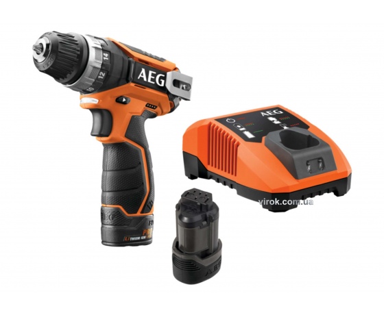Фото 2 - Шуруповерт-дриль акумуляторний AEG Li-Ion 12 В 2 Агод 34 Нм 10 мм 2 швидкості + 2 акумулятора і кейс (4935447867)