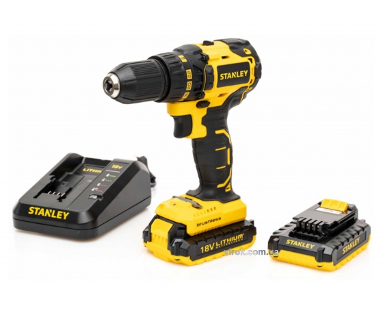 Фото 2 - Шуруповерт-дриль акумуляторний STANLEY Li-ion 18 В 2 Агод 55 Нм 13 мм (метал) + 2 акумулятора і кейс