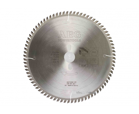 Фото 2 - Диск пиляльний по алюмінію і пластику AEG 254 x 30 x 3.2 мм 80 зубів