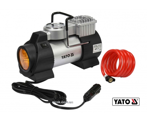 Фото 2 - Компресор автомобільний YATO 12 В 180 Вт 40 л/хв 1 Mпа + шланг 1 м + насадки + мішок