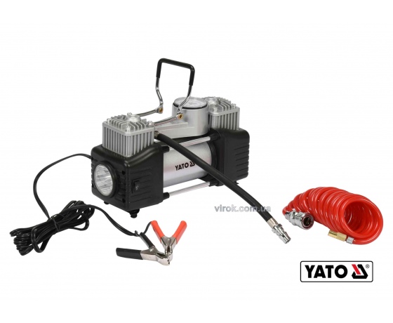 Фото 2 - Компресор автомобільний YATO 12 В 250 Вт 60 л/хв 1 МПа + шланг 5 м + насадки + мішок