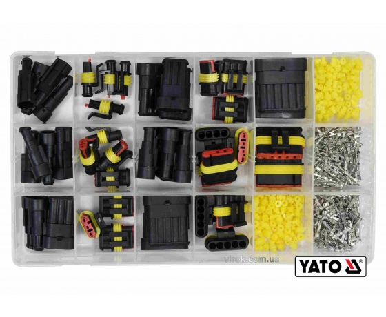Фото 2 - Набір герметичних роз'ємів для електричних контактів YATO 1-6 PIN 424 шт