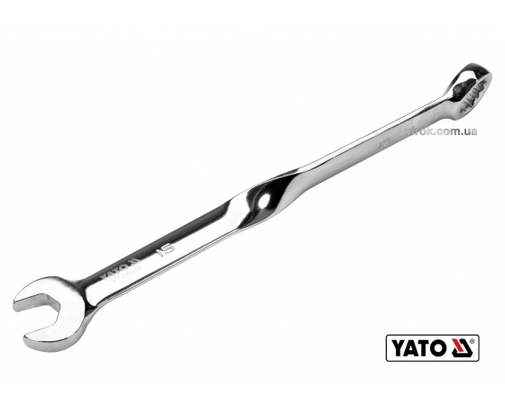 Фото 2 - Ключ ріжково-накидний кручений 90° YATO 15 x 230 мм