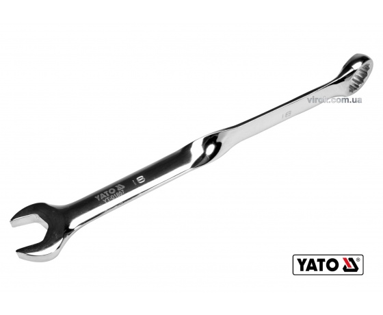 Фото 2 - Ключ ріжково-накидний кручений 90° YATO 18 x 245 мм