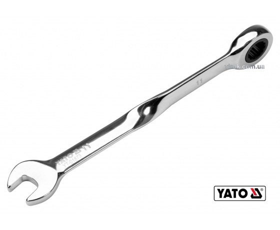 Фото 2 - Ключ ріжково-накидний з тріщаткою кручений 90° YATO 11 x 172 мм HRC 40-45 Cr-V