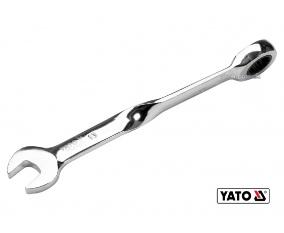 Фото 2 - Ключ ріжково-накидний з тріщаткою кручений 90° YATO 13 x 182 мм HRC 40-45 Cr-V